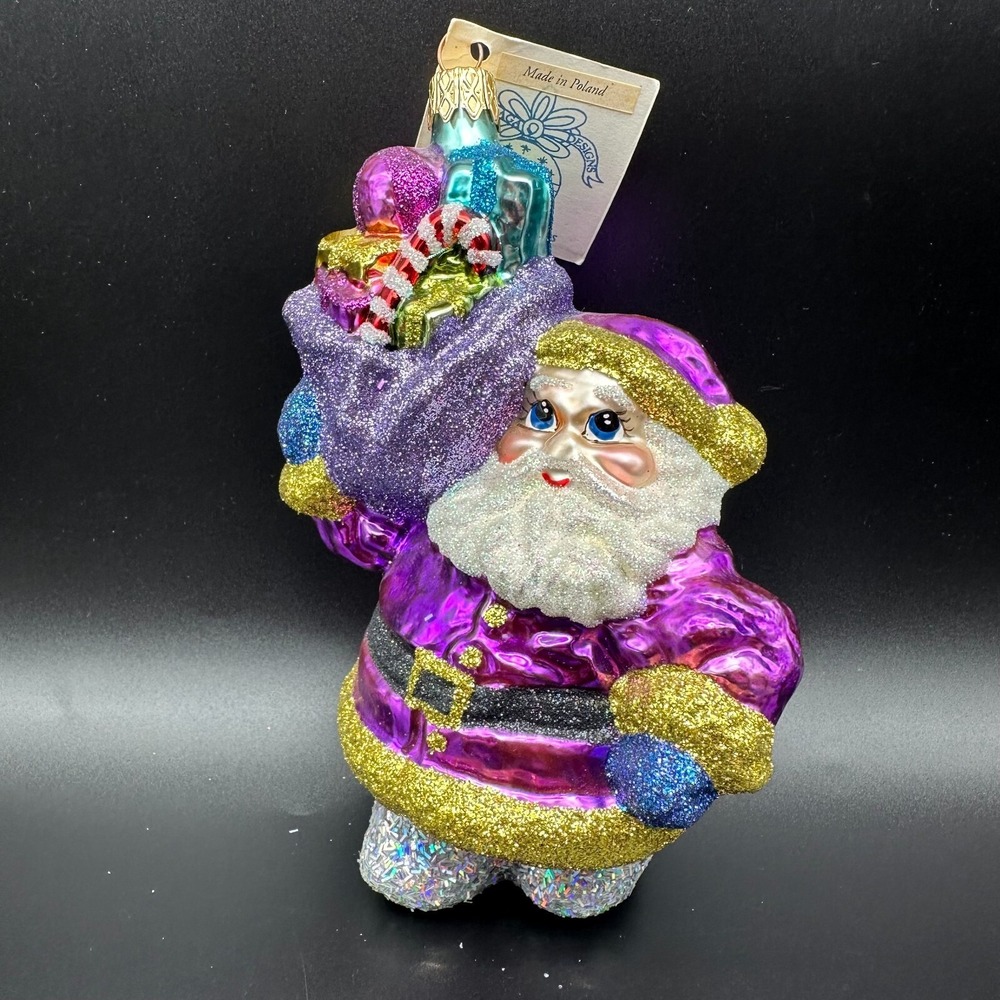 2002 HOLDING DREAMS SANTA PURPLE COAT 5.5" ORNAMENT